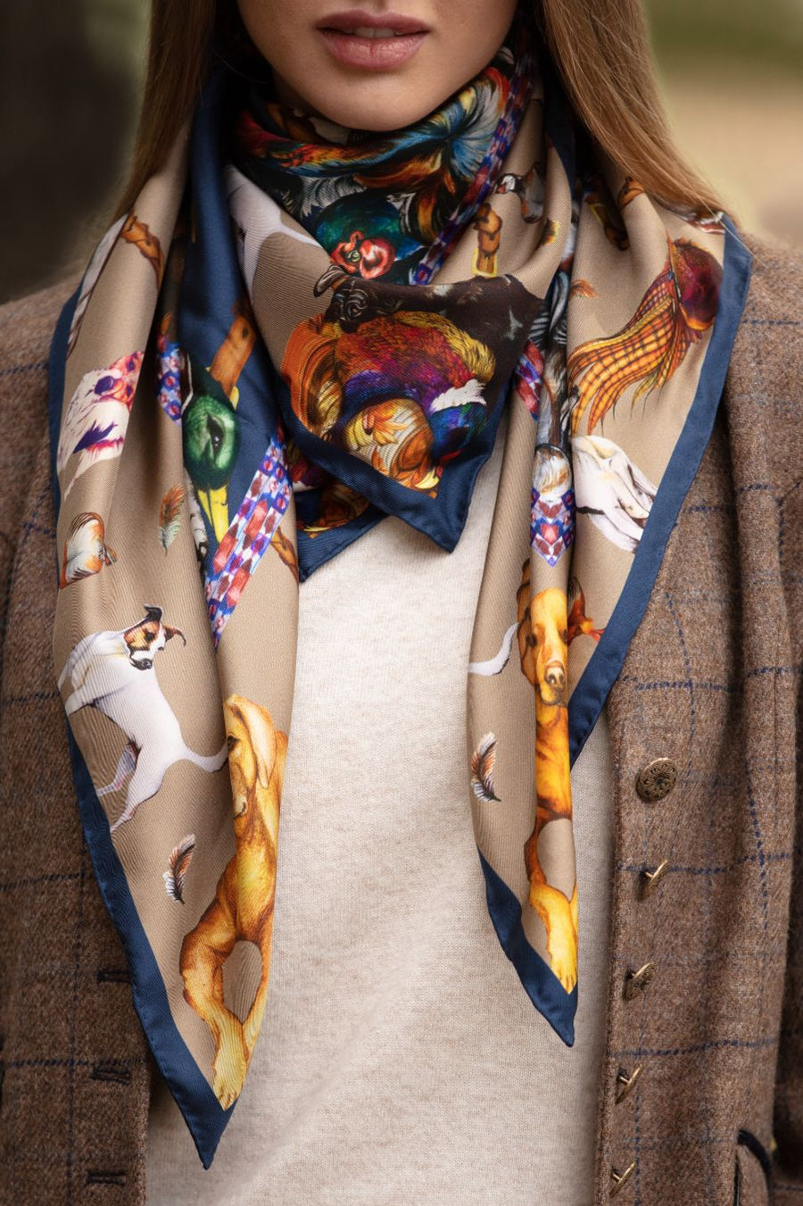 Clare Haggis Dog Large Square Silk Scarf