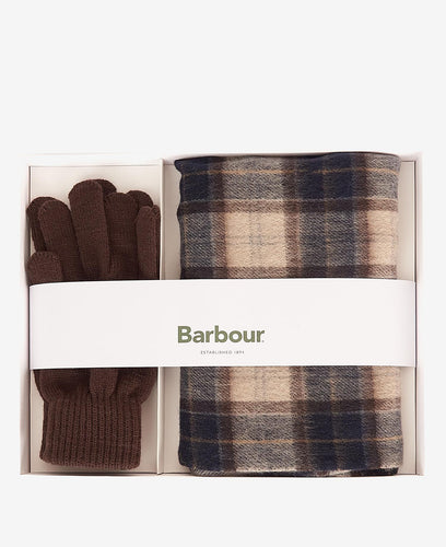 Barbour Tartan Scarf and Gloves Gift Set