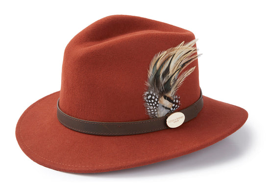 Hicks & Brown Suffolk Fedora- Guinea And Pheasant Feather